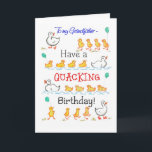 Carte Cute Fun Ducklings Quacking Anniversaire, Grand-Pè<br><div class="desc">Une carte d'anniversaire légère pour un grand-père,  avec des rangées de mignons canards à ballons,  suivant leur Mère,  d'une aquarelle peinte à la main par Judy Adamson. Vous pouvez également modifier le texte intérieur si vous le souhaitez.</div>