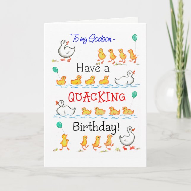 Carte Cute Fun Ducklings Quacking Anniversaire, pour God (Devant)
