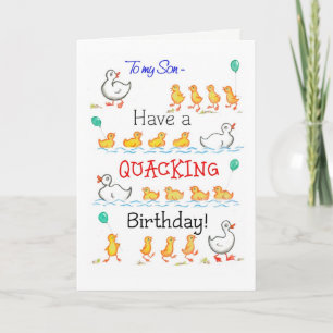 Carte Cute Fun Ducklings Quacking Anniversaire, pour Son
