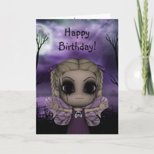 Carte Cute Fun Gothic Fairy Happy Birthday 1