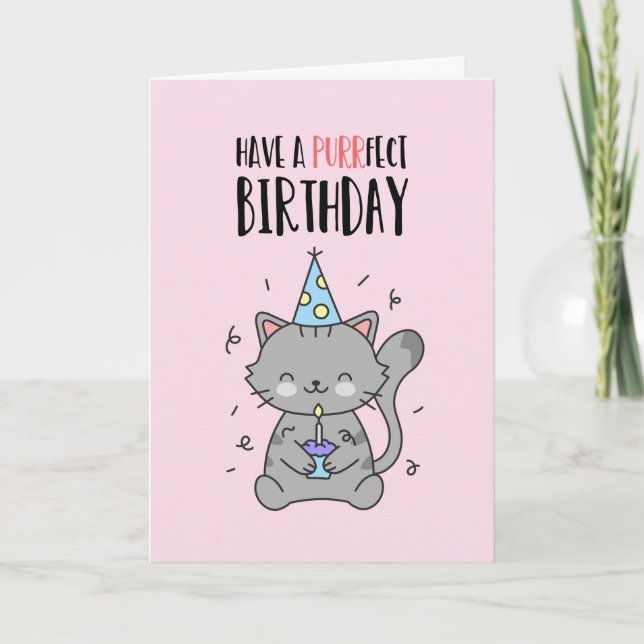 Carte Cute Funny Amoureux des chats Kitten Pun Purrfect  (Devant)