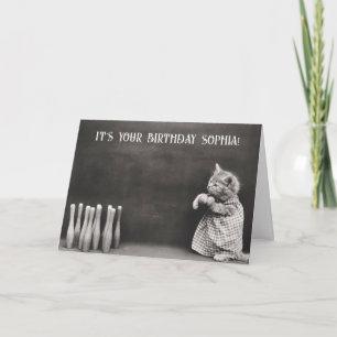 Carte Cute Funny Chat Vintage Anniversaire Bowl