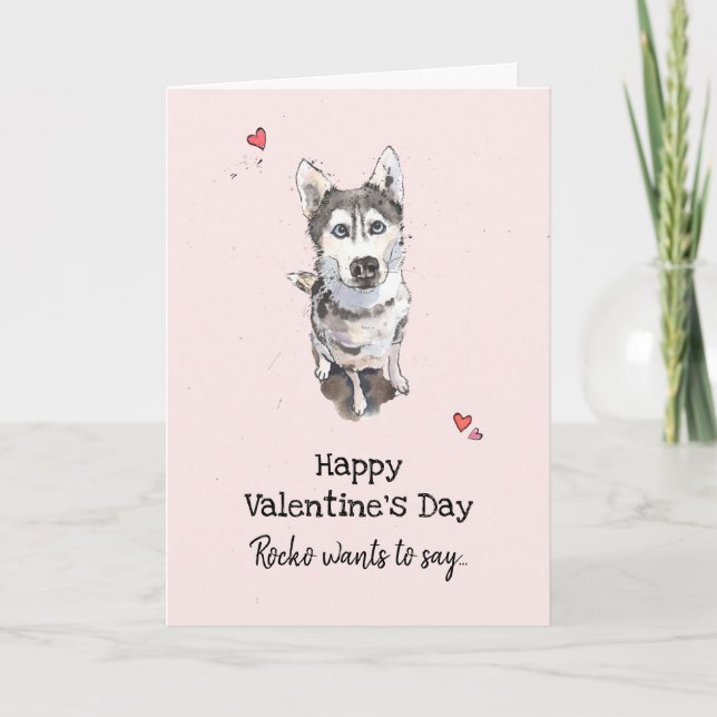 Carte Cute & Funny Husky Valentine's day Greeting Card (Devant)