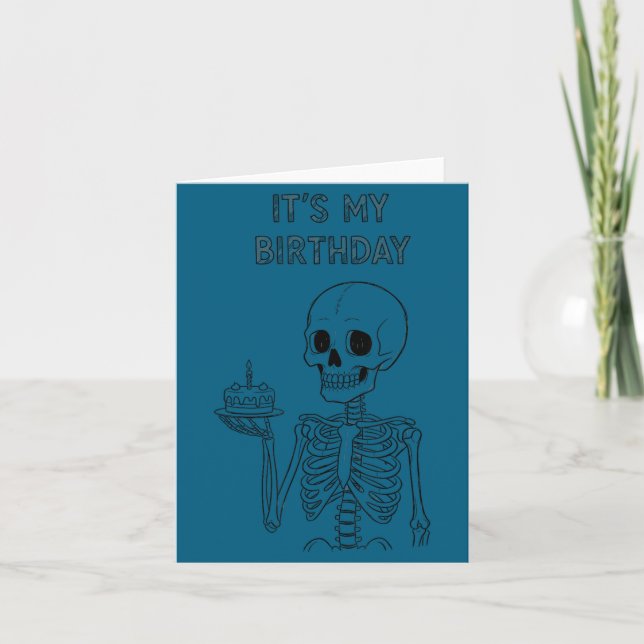 Carte Cute Funny Kawaii Skeleton Birthday Skull Happy Wo (Devant)