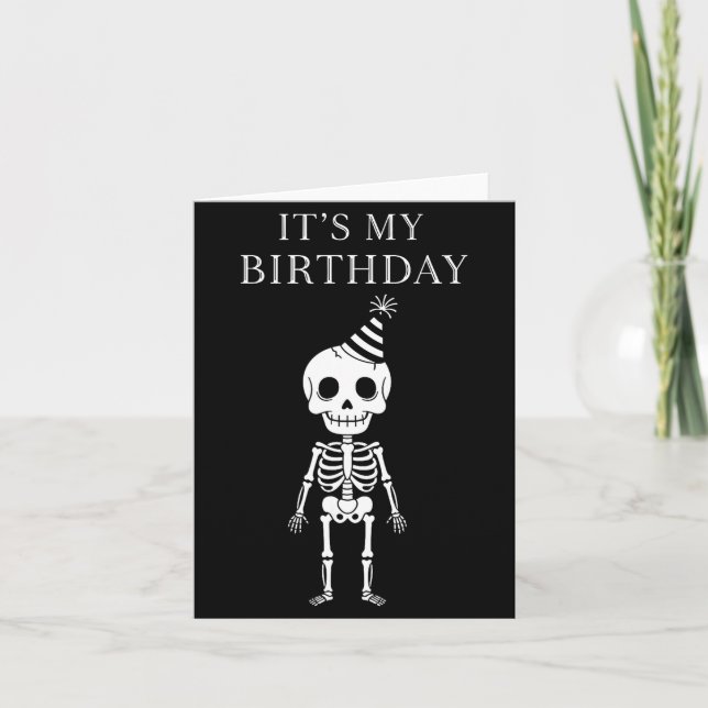 Carte Cute Funny Kawaii Skeleton Birthday Skull Happy Wo (Devant)