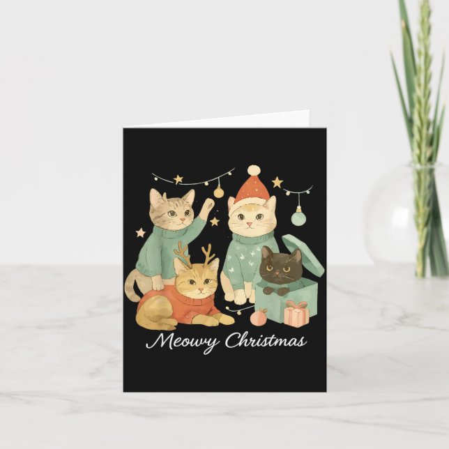 Carte Cute Funny Santa Cat Lovers Kitten Meowy Christmas (Devant)