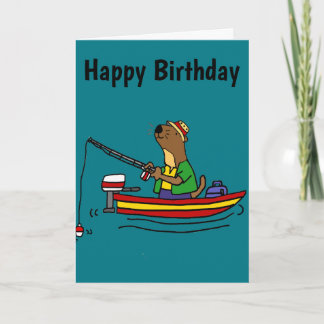 Carte Cute Funny Sea Otter Fishing Art