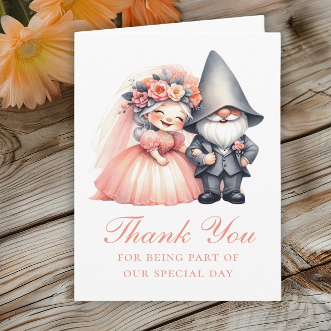 Carte Cute Garden Gnome Orange Mariage Merci (Créateur téléchargé)