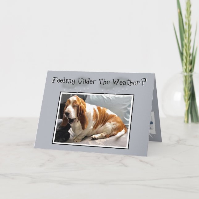Carte Cute "Get Well" Card W/Under The Weather Basset (Devant)