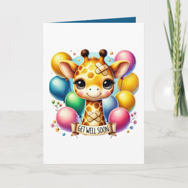 Carte Cute get well soon giraffe add message (Devant)