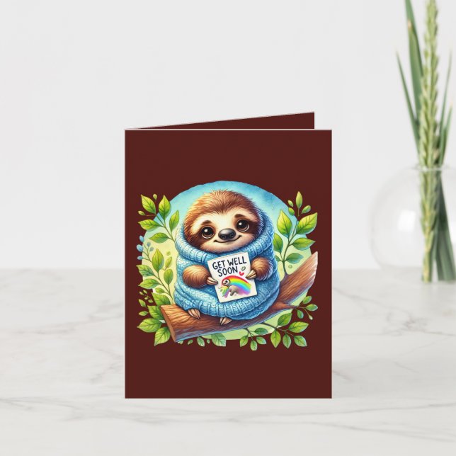 Carte Cute get well soon sloth (Devant)