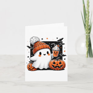 Carte Cute Ghost Boire Café Halloween Costume café