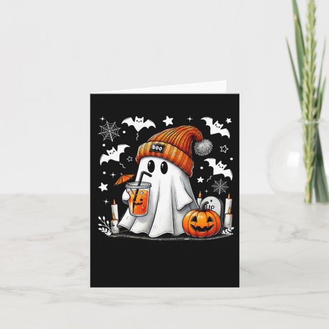 Carte Cute Ghost Boire Café Halloween Ghost Café (Devant)