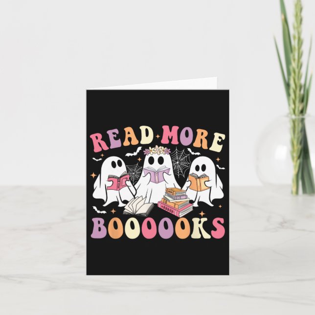 Carte Cute Ghost Book Lire plus Livres Drôle Enseignants (Devant)