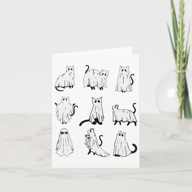 Carte Cute Ghost Chat Funny Halloween Costumes (Devant)