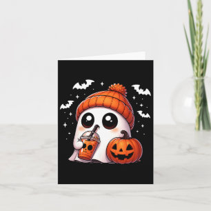 Carte Cute Ghost Coffee Lover Halloween Ghost Citrouille