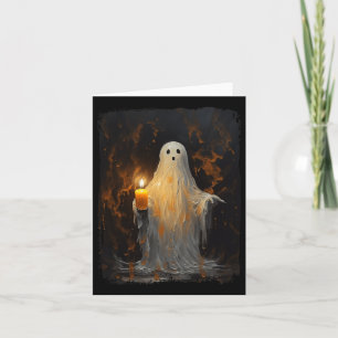 Carte Cute Ghost Holding bougie Fun Halloween Gothique V