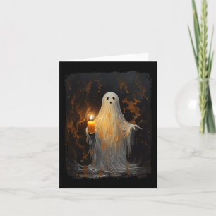 Carte Cute Ghost Holding bougie Fun Halloween Gothique V