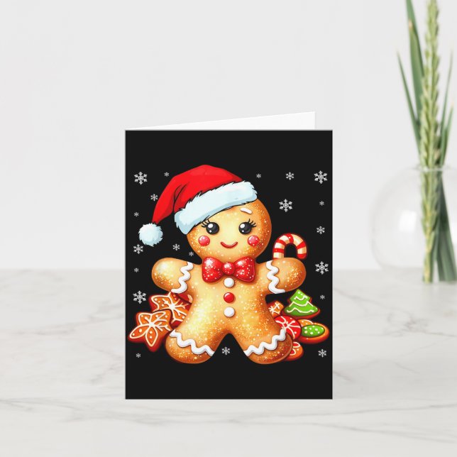 Carte Cute Gingerbread Christmas Snow Xmas For Women Kid (Devant)