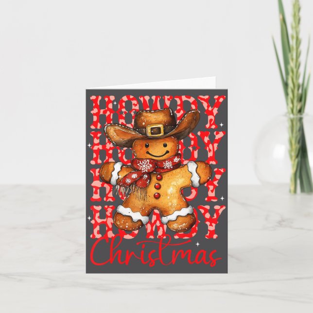 Carte Cute Gingerbread Cowboy Howdy Christmas Girls Wome (Devant)