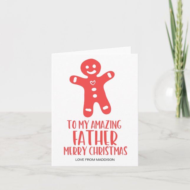 Carte Cute Gingerbread Homme Noël salutations pour papa (Devant)