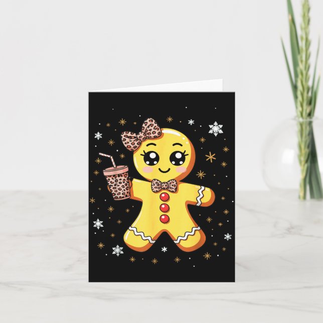 Carte Cute Gingerbread Leopard Coquette Christmas  (Devant)