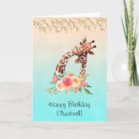 Cute Giraffe Aquarelle Maman & Bébé Anniversaire