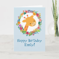 Cute Giraffe avec une couronne de fleurs Anniversa