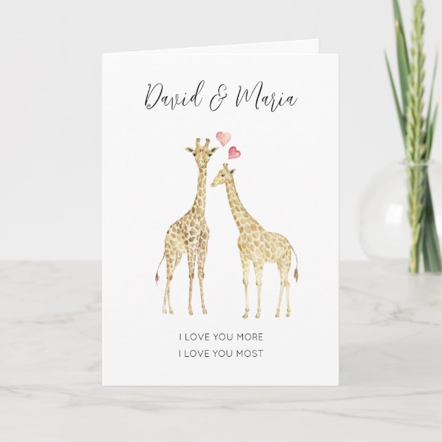 Carte Cute Giraffe Couple Love You Plus Citation (Devant)