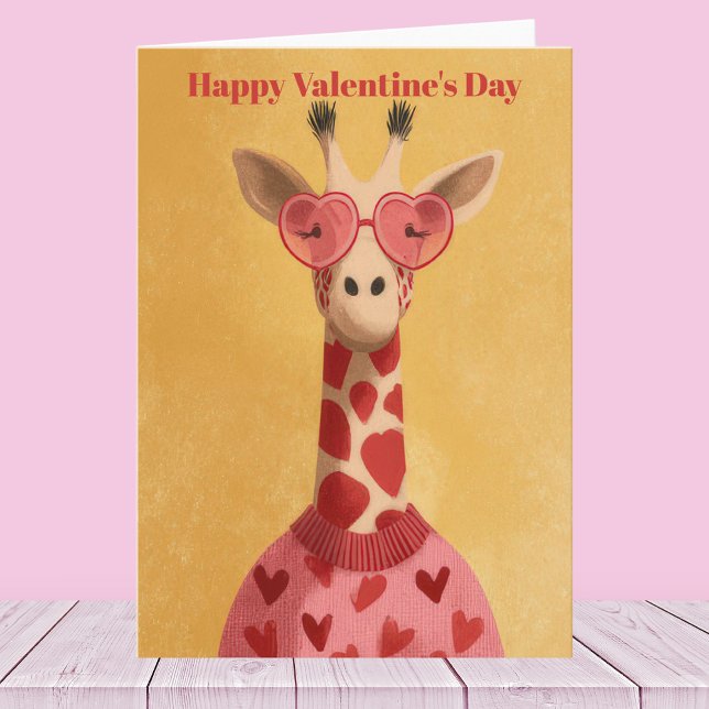 Carte Cute Giraffe Hearts Pullover Valentine`s Day Card  (Créateur téléchargé)