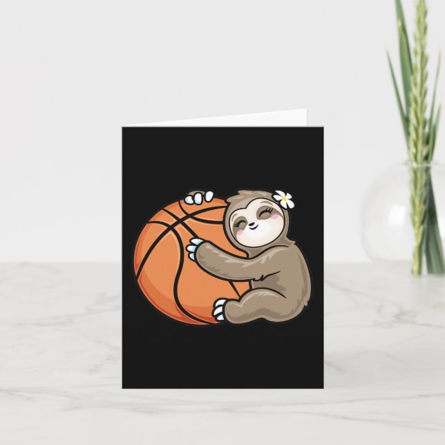 Carte Cute Girl Loth Sloth Basketball (Devant)