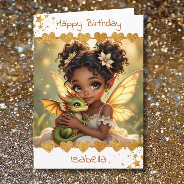Carte Cute Girl's Fairy and Dragon Themed Birthday (Créateur téléchargé)