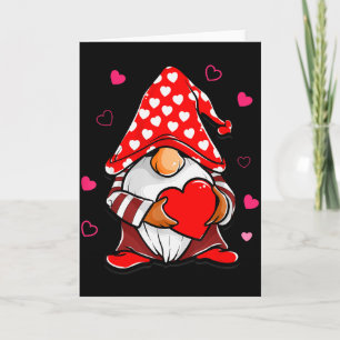 Carte Cute Gnome de la Saint-Valentin tenant un ballon e