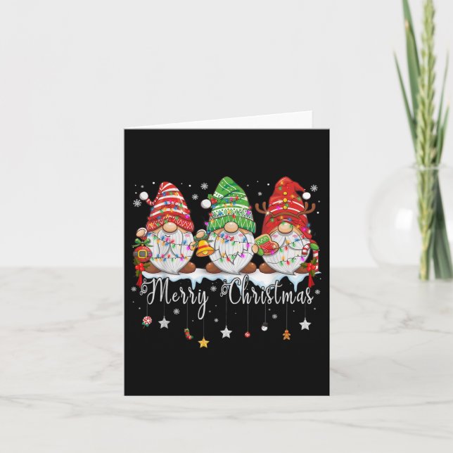 Carte Cute Gnomes Merry Christmas Light Family Gnome Xma (Devant)