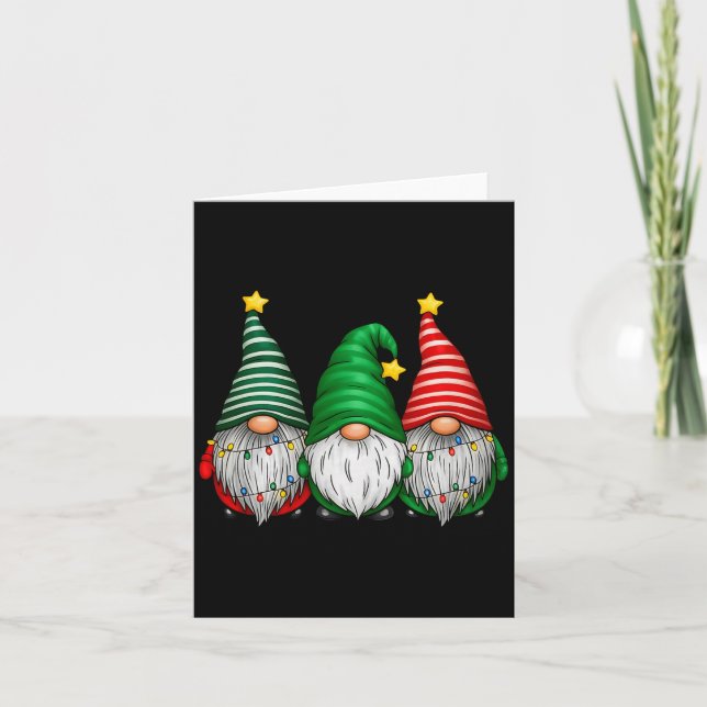 Carte Cute Gnomes Merry Christmas Light Family Gnome Xma (Devant)