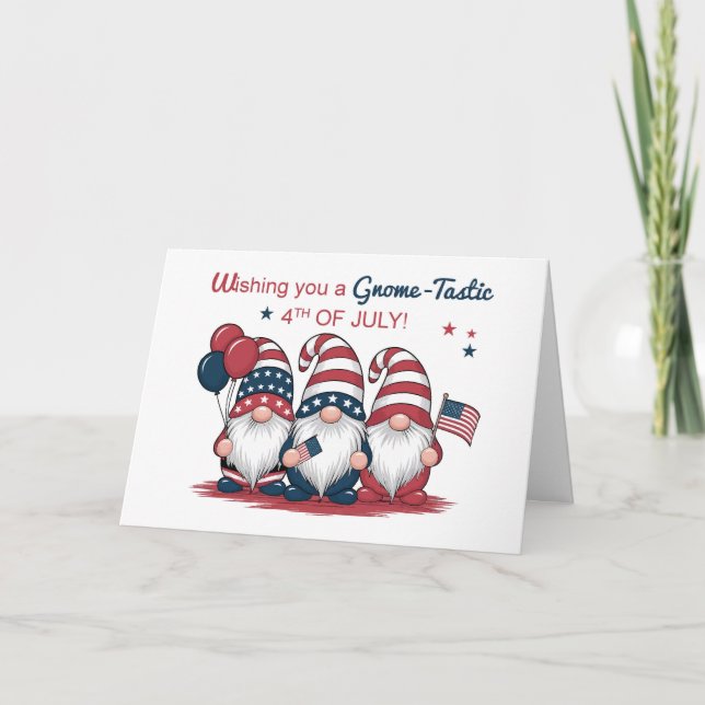 Carte Cute Gnomes Patriotic Quart juillet (Devant)