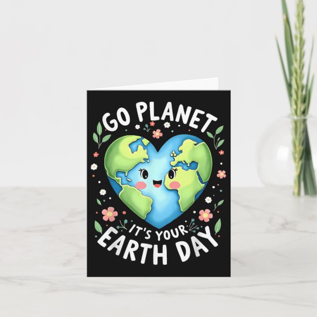 Carte Cute Go Planet Son Jour des terres 2025 Professeur (Devant)