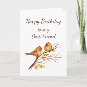 Carte Cute Gold Birds Best Friend Friendship Birthday