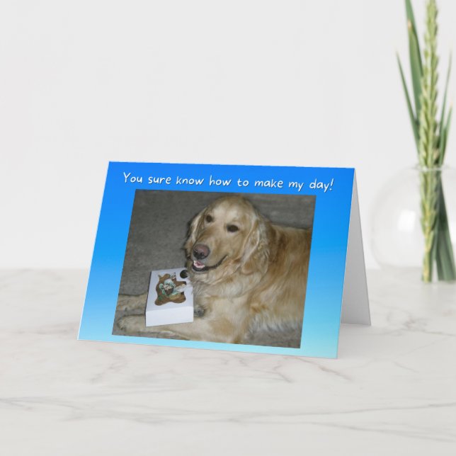 Carte Cute Golden Retriever avec Merci de traitements (Devant)