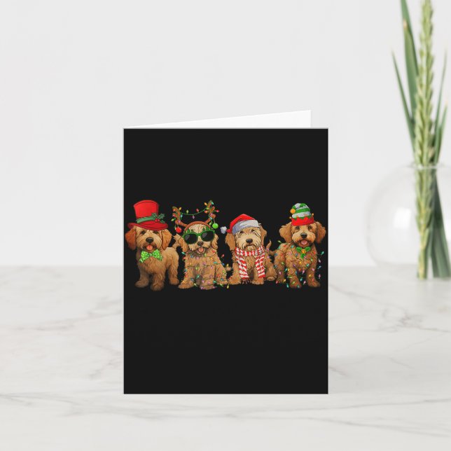 Carte Cute Goldendoodle Dogs Christmas Lights Golden Doo (Devant)