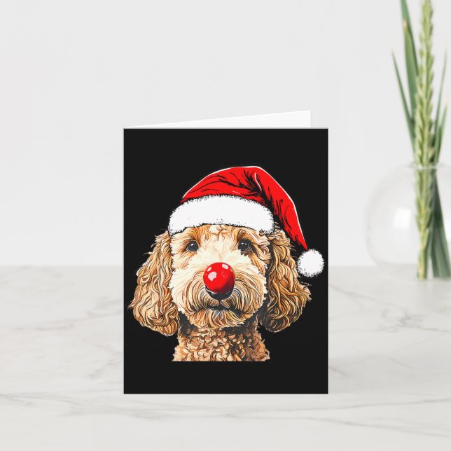 Carte Cute Goldendoodle Dogs Christmas Santa Golden Dood (Devant)