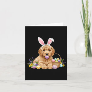 Carte Cute Goldendoodle Jour de Pâques Oeuf Fleurs sauva