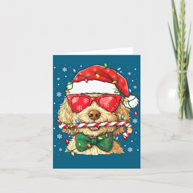 Carte Cute Goldendoodle Santa Hat Xmas Lights Goldendood (Devant)