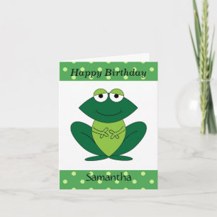 Carte Cute Grenouille verte Pois Joyeux anniversaire