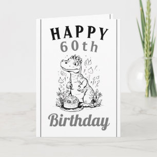Carte Cute Grey and White Trex Husband 60e anniversaire