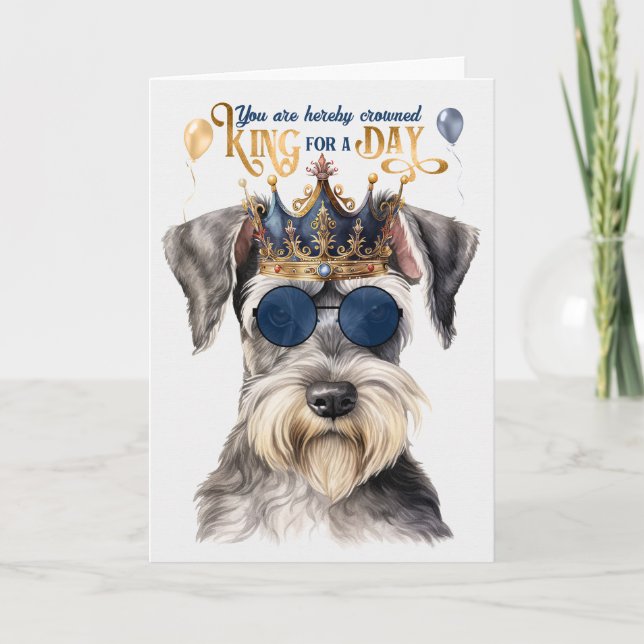 Carte Cute Grey Schnauzer King pour une journée d'annive (Devant)