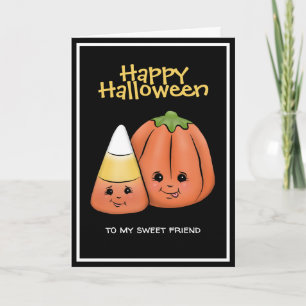 Carte Cute Halloween Candy Corn & Citrouille 