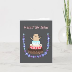 Carte Cute Hamster Anniversaire Gâteau drôle Anniversair