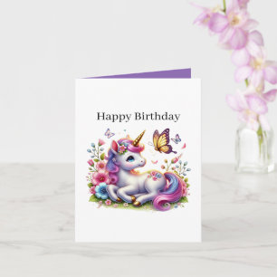 Carte Cute Happy Birthday Unicorn amants personnalisable