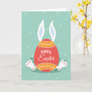 Carte Cute Happy Easter Greeting Card with Bunny and Col
